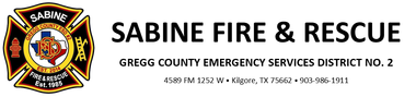 A logo for Sabine fire and rescue Gregg county emergency services district no. 2