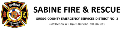 A logo for Sabine fire and rescue Gregg county emergency services district no. 2