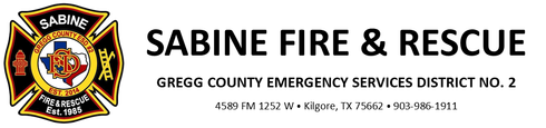 A logo for Sabine fire and rescue Gregg county emergency services district no. 2