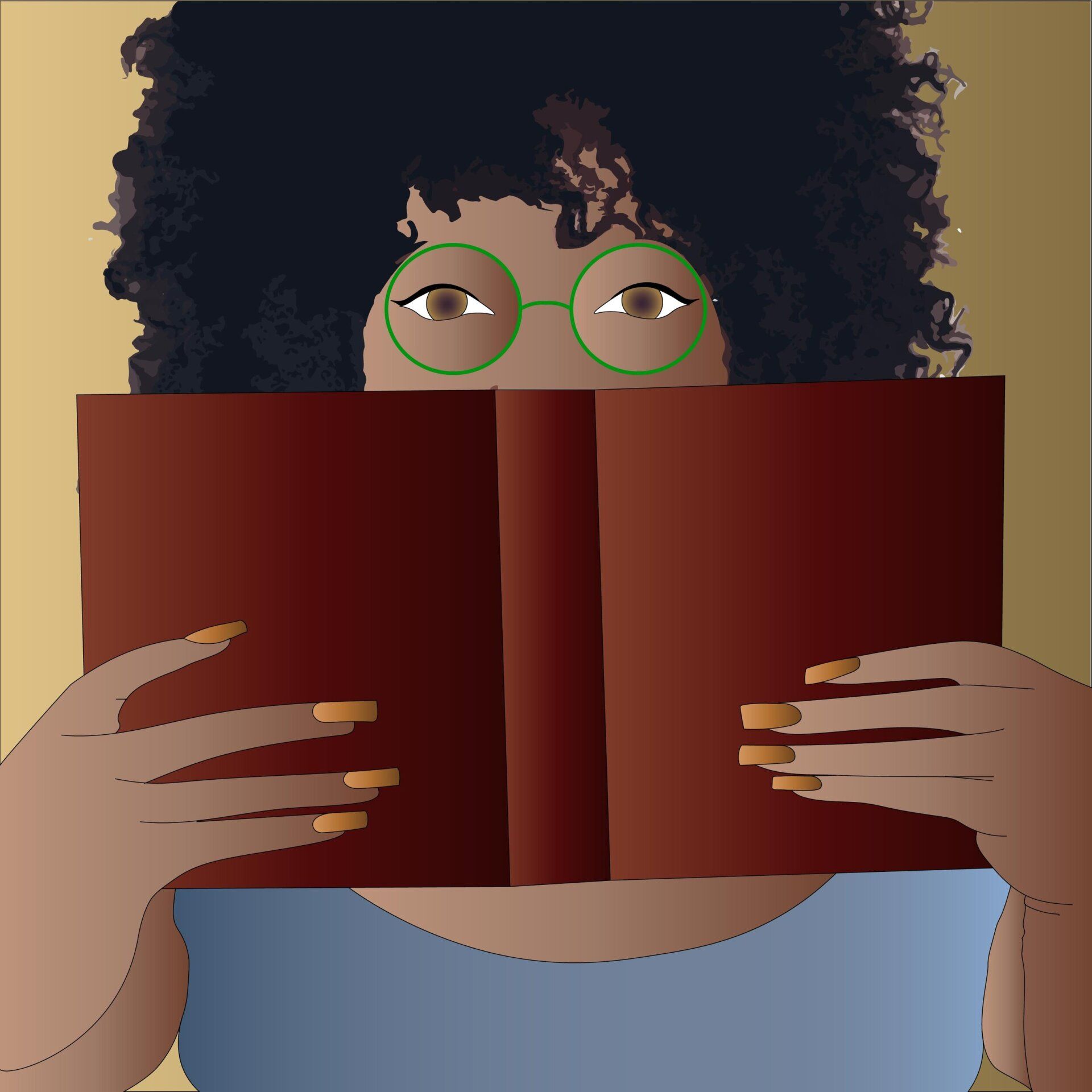 Image of a woman with a red book