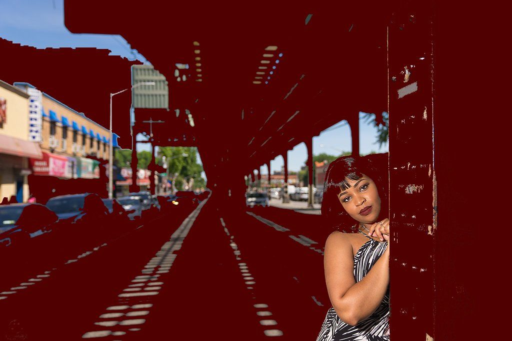 Image of a woman with a red background