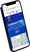 Image of a mobile displaying the Devine Design Consulting website homepage Image of a mobile displaying the Devine Design Consulting website homepage