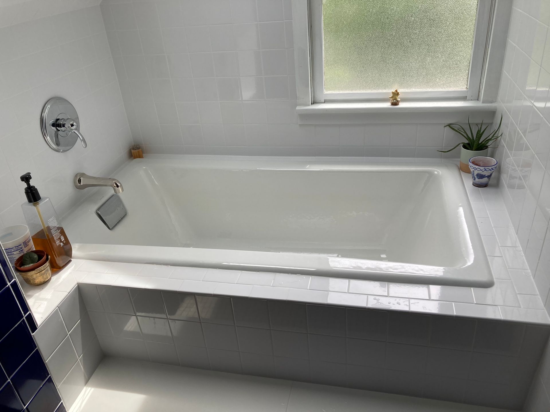 Kohler cast iron tub installed in an Attic Bathroom