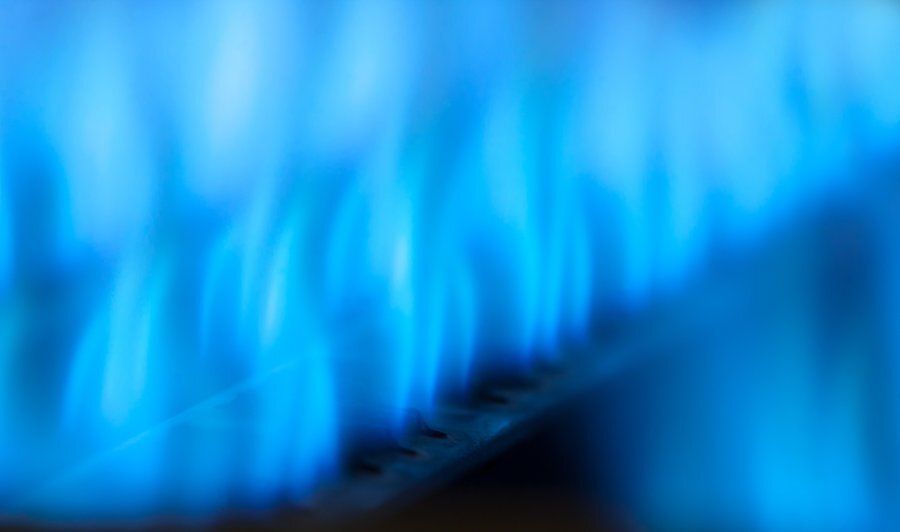 Gas flame from a steam boiler installation