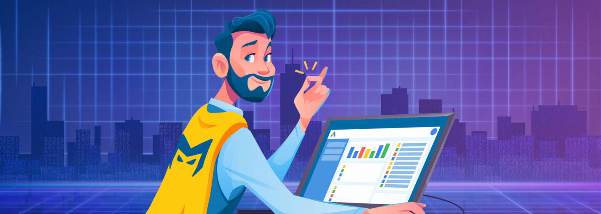 Picture of a Hero sat in front of a chart. Picture of a Hero sat in front of a chart.