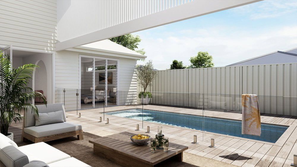Outdoor Backyard With A Swimming Pool — Solitary Island Pools in Coffs Harbour, NSW