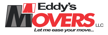 Logo for Eddy's Movers, with "MOVERS" in red, and tagline "Let me ease your move..."