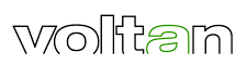 Logo Voltair con testo stilizzato nero e verde su sfondo bianco.