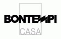 Logo BONTEMPI CASA in nero e grigio con un quadrato stilizzato delineato dietro il testo