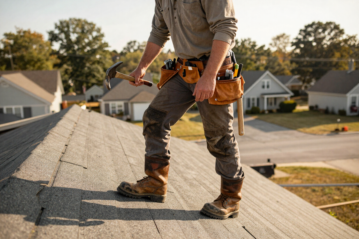 NJB Construction and Roofing tradesperson working on a job site in Northeast Pennsylvania