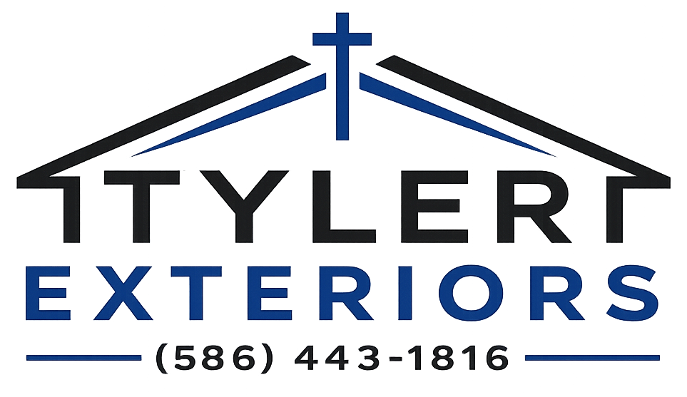 Logo of a house that says Tyler Exteriors.