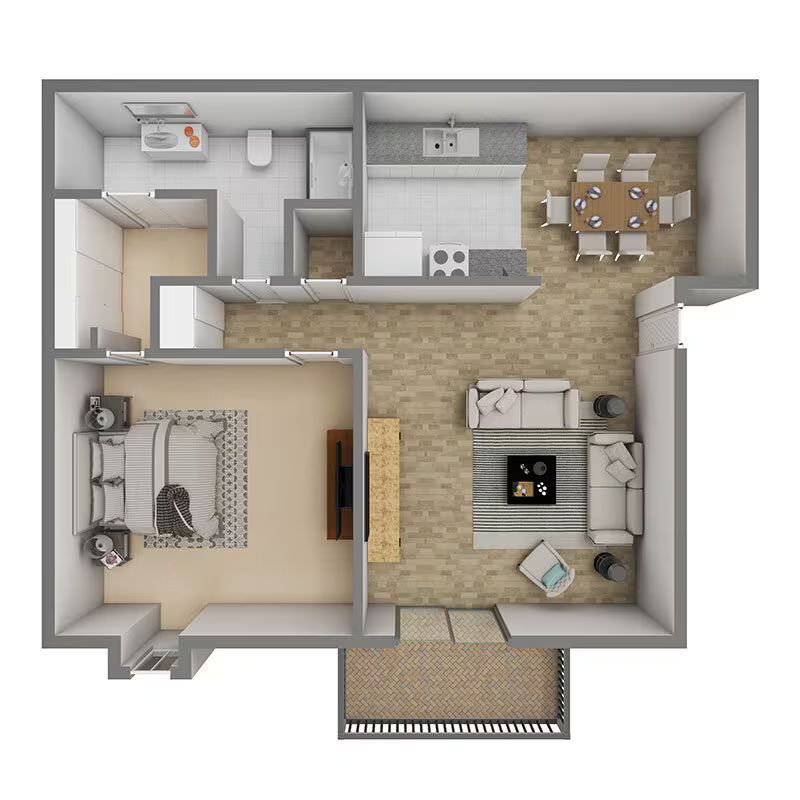 Floor Plan: 1 Bed · 1 Bath · 750 SQ. FT.