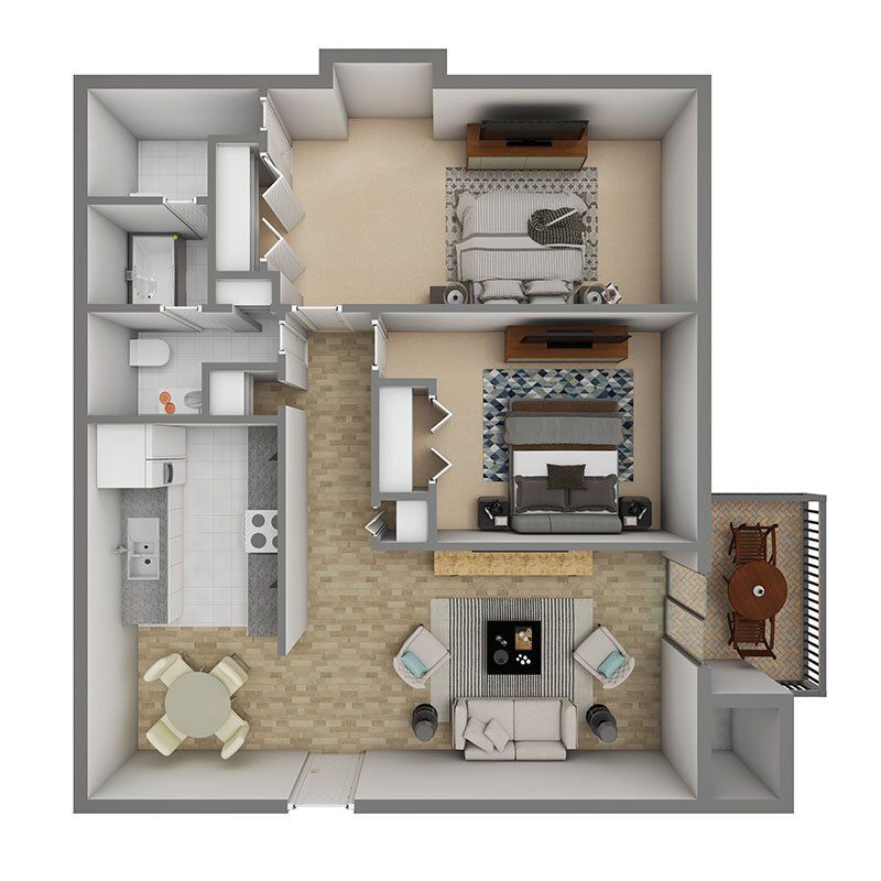 Floor Plan: 2 Bed · 1.5 Bath · 950 SQ. FT.