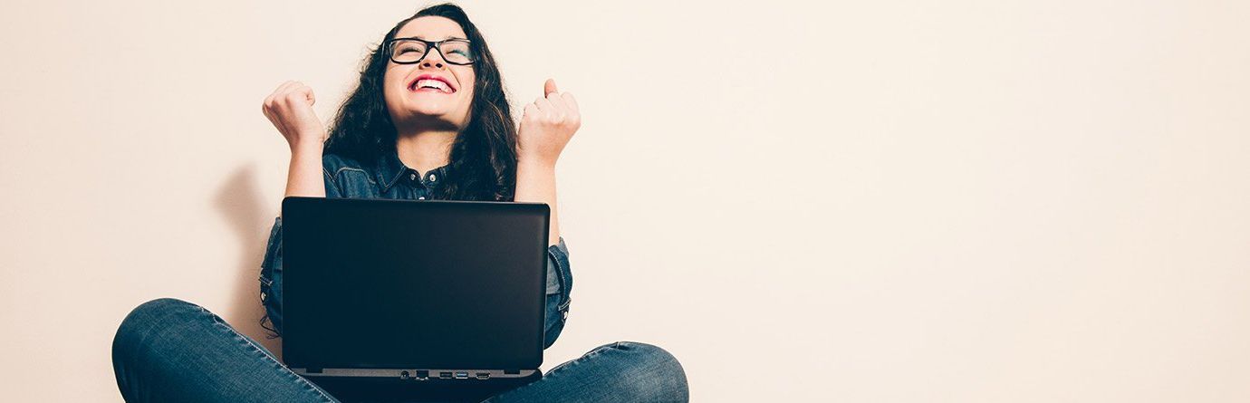Lady celebrating getting expert data career advice from KDR Talent Solutions