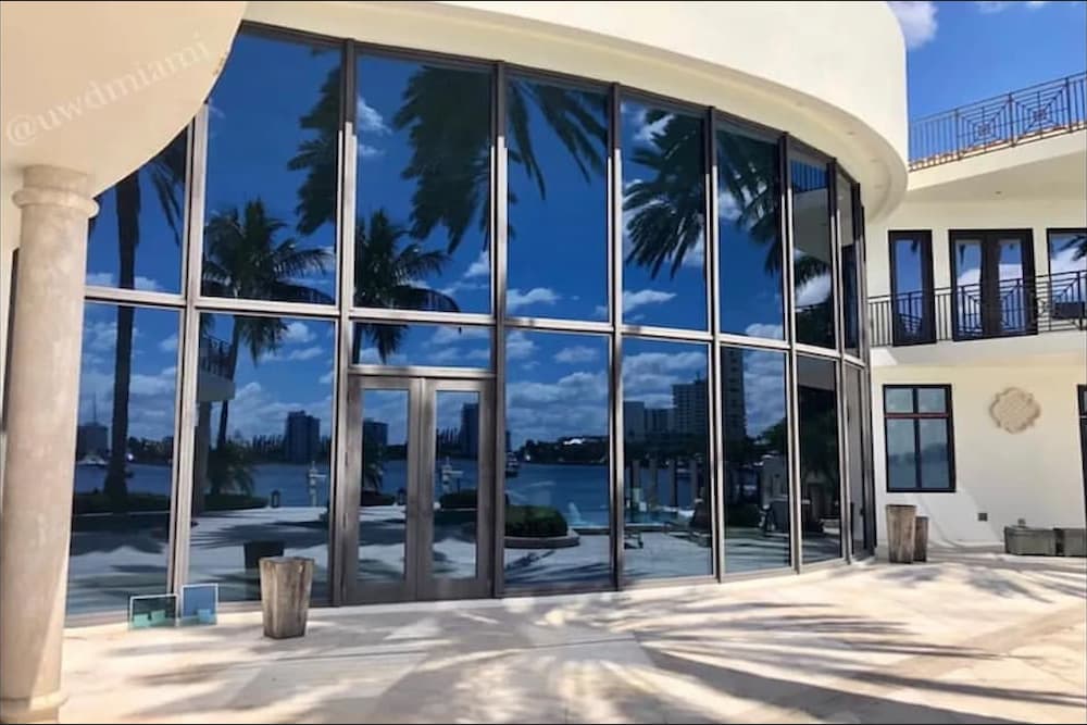 Home with impact windows and doors facing the sun.