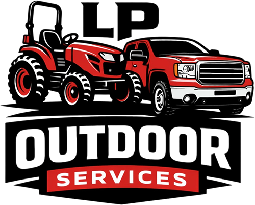 Red tractor and pickup truck with 