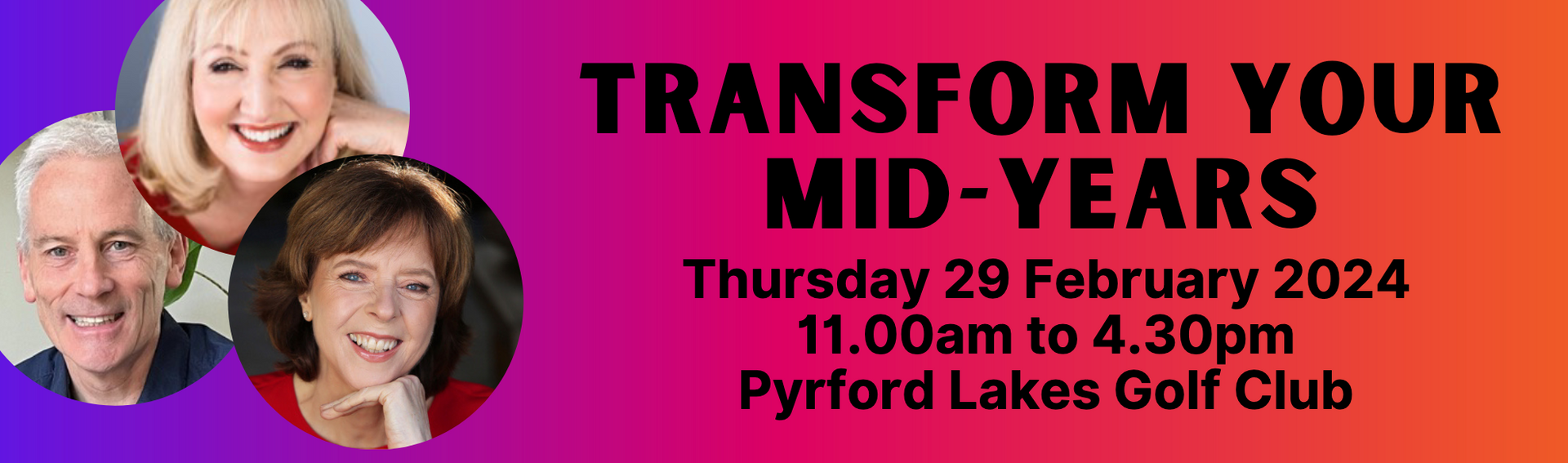 a purple and orange banner that says transform your mid-years