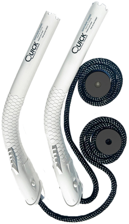 A pair of white sticks with the word quick on them