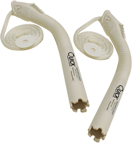 two white hose with the word quick on them
