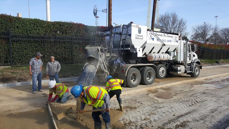 Workers Pour Cement For Sidewalk — Fort Worth, TX — H & H Concrete On Demand