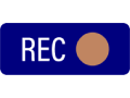 Blue REC button with a tan circle icon