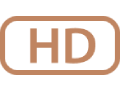 Brown HD icon inside a rounded rectangle outline