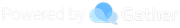 Powered by Gather logo in light blue and gray text on a white background