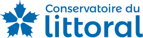 A blue and white logo for conservatoire du littoral