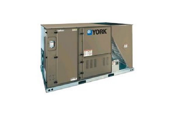Unité de chauffage, de ventilation et de climatisation de toit Brown York sur un cadre métallique.