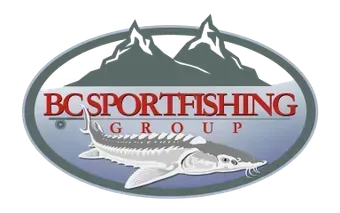 BC Sportfishing Group logo with mountain silhouette and a fishing rod over a salmon