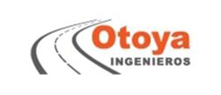 Logotipo de Otoya Ingenieros con texto naranja y gráfico de carretera gris.