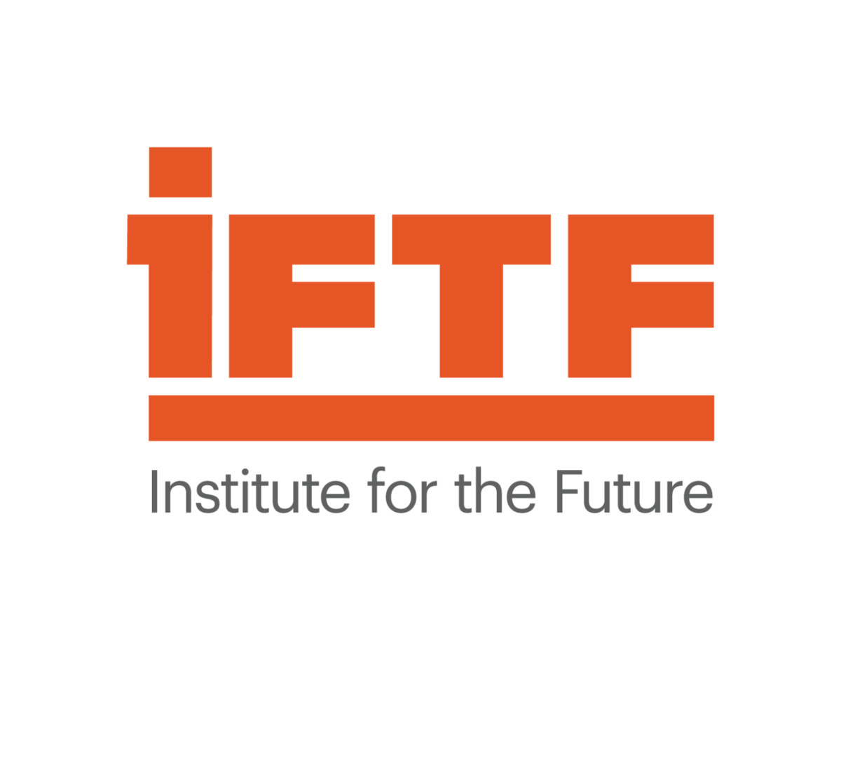 The iftf institute for the future logo is orange and white on a white background.