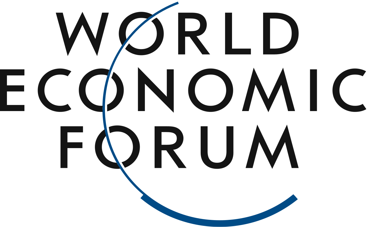 A logo for the world economic forum with a blue circle around it.