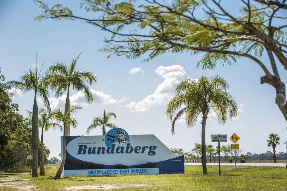 A Sign for Bundaberg is in the Middle of a Grassy Field — Wide Bay Hydroponics In Bundaberg, QLD