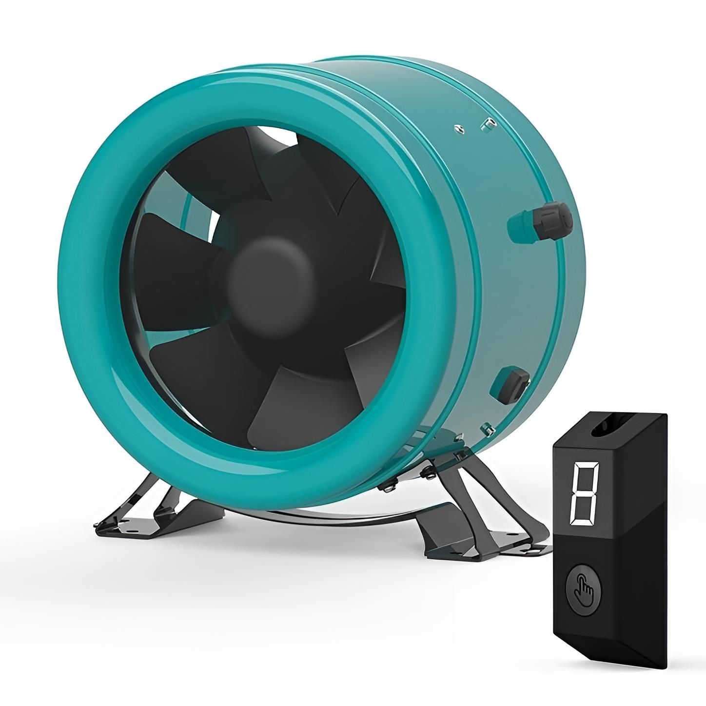 A Blue Fan With A Remote Control Next To It — Wide Bay Hydroponics In Saint Helens, QLD