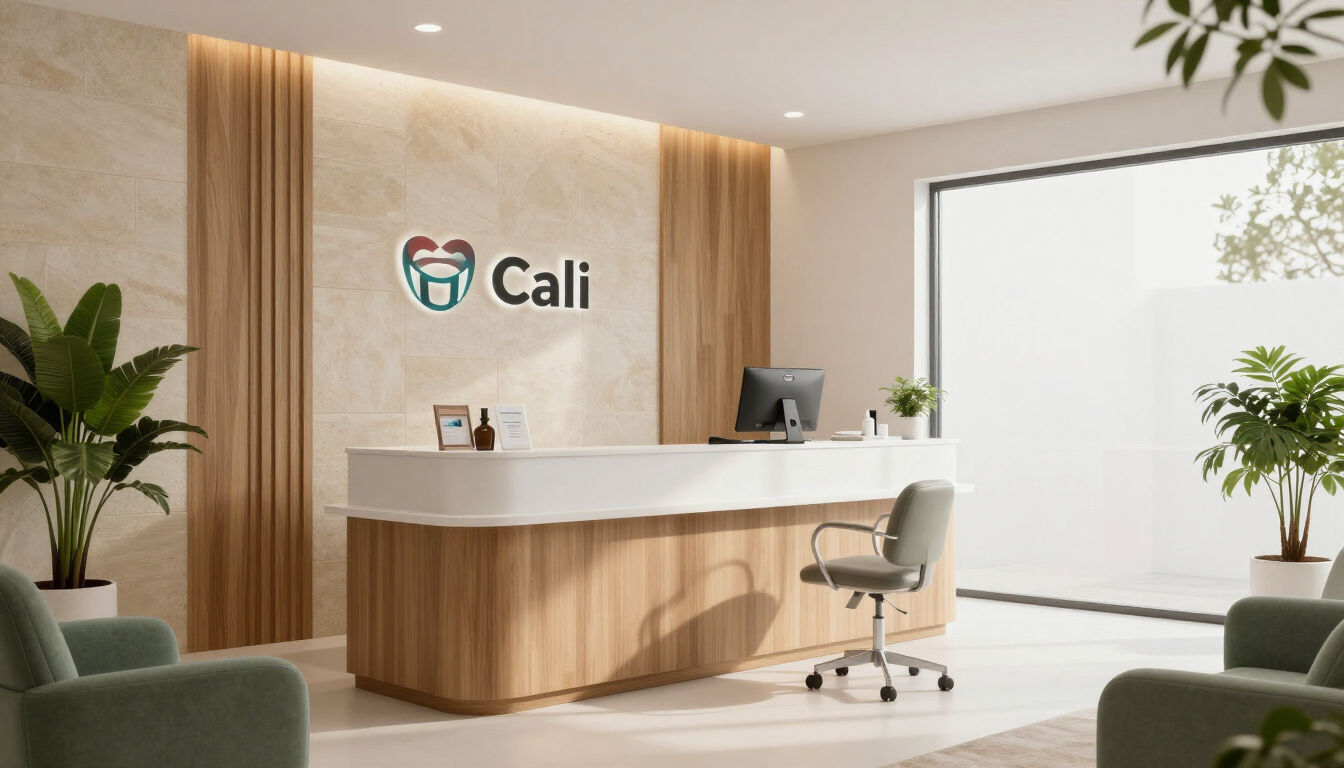 Recepción moderna y acogedora de un centro odontológico en Cali