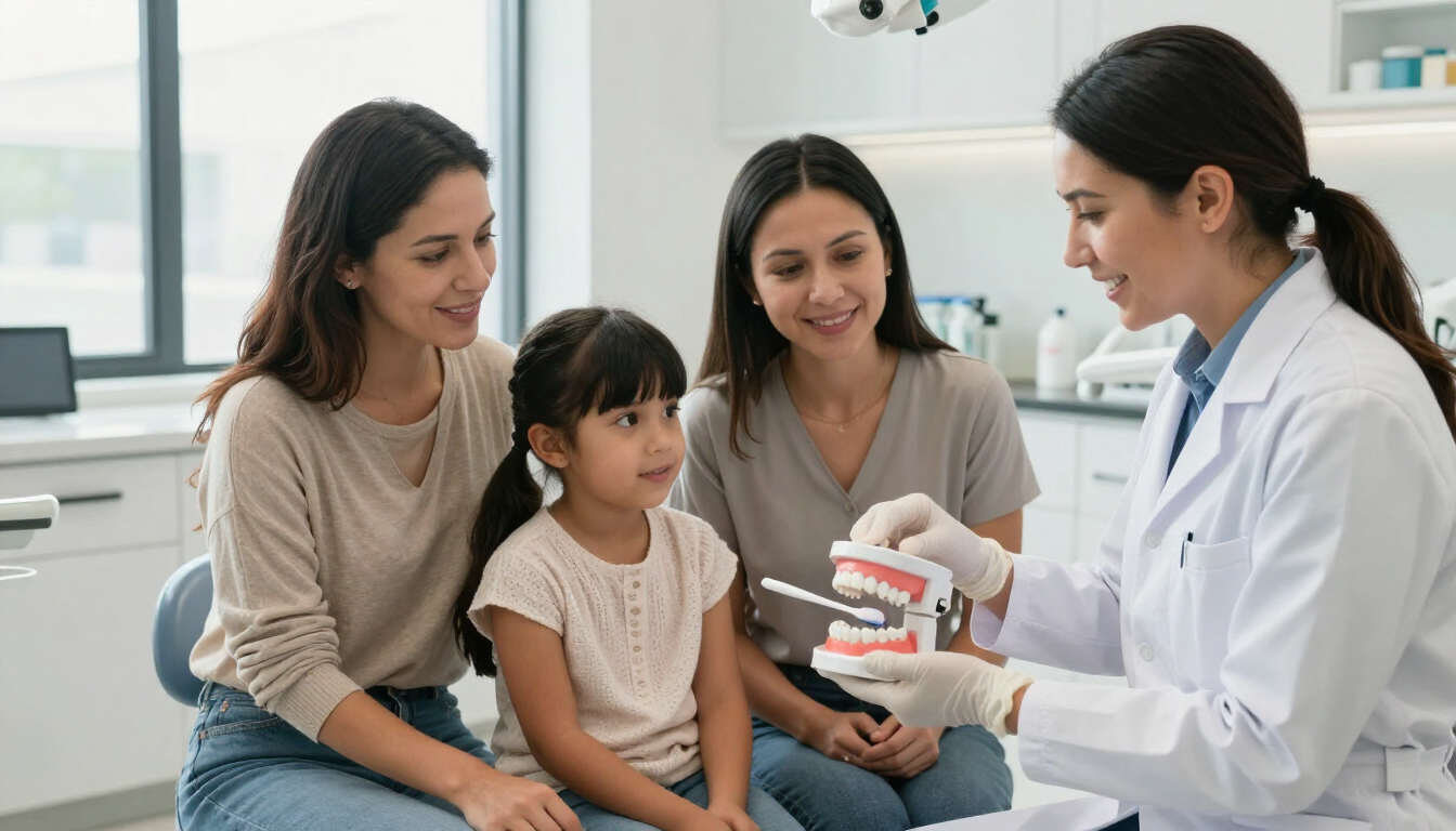 Familia recibiendo orientación sobre salud oral preventiva y familiar en Cali
