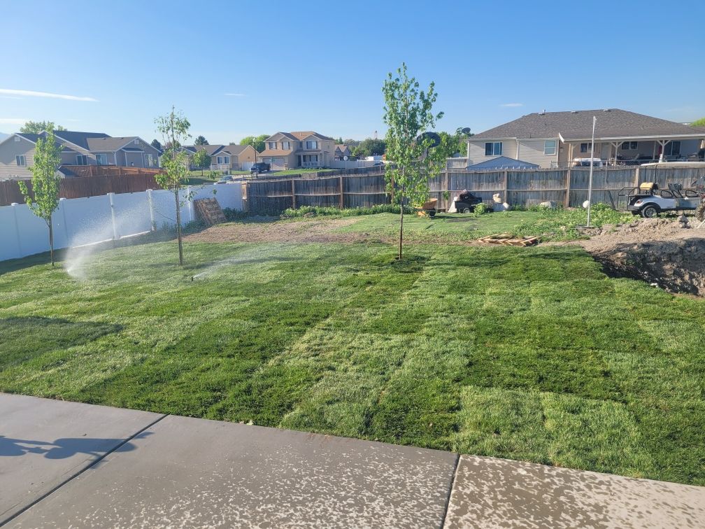 Sod installation in large backyard in Utah - Mark's Lawn and Garden Supply SLC, Utah