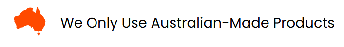 A logo that says we only use australian made products
