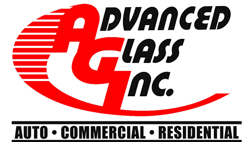 Advanced Glass Inc. logo in red and black with “Auto • Commercial • Residential” text