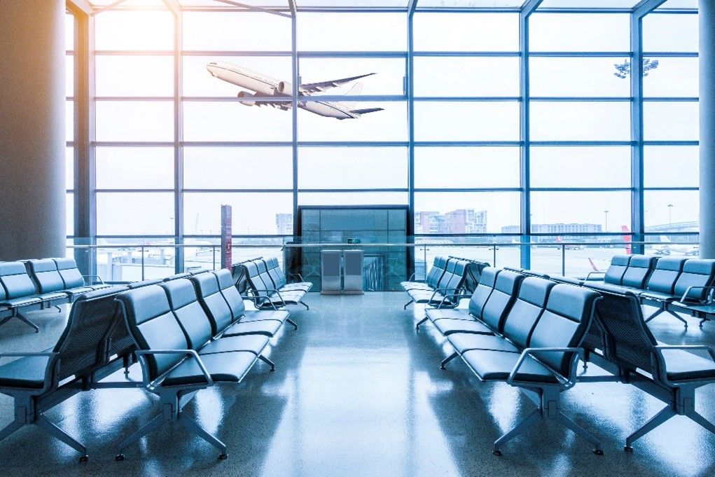 Plane lifting off at airport