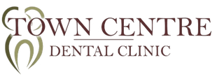 Town Centre Dental Clinic logo with brown and green text and stylized tooth design