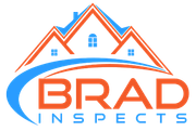 Logo: Orange and blue house icon with