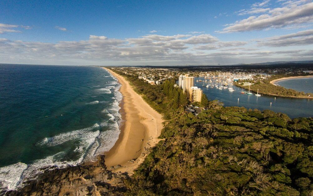 Aerial View of Beach, Ocean, and Coastline — Coast 2 Coast Locksmiths in Currimundi, QLD