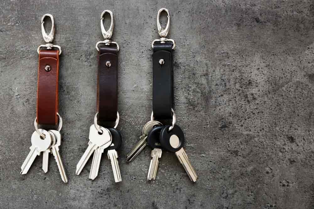 Keys Attached To Leather Keychain — Coast 2 Coast Locksmiths in Buderim, QLD