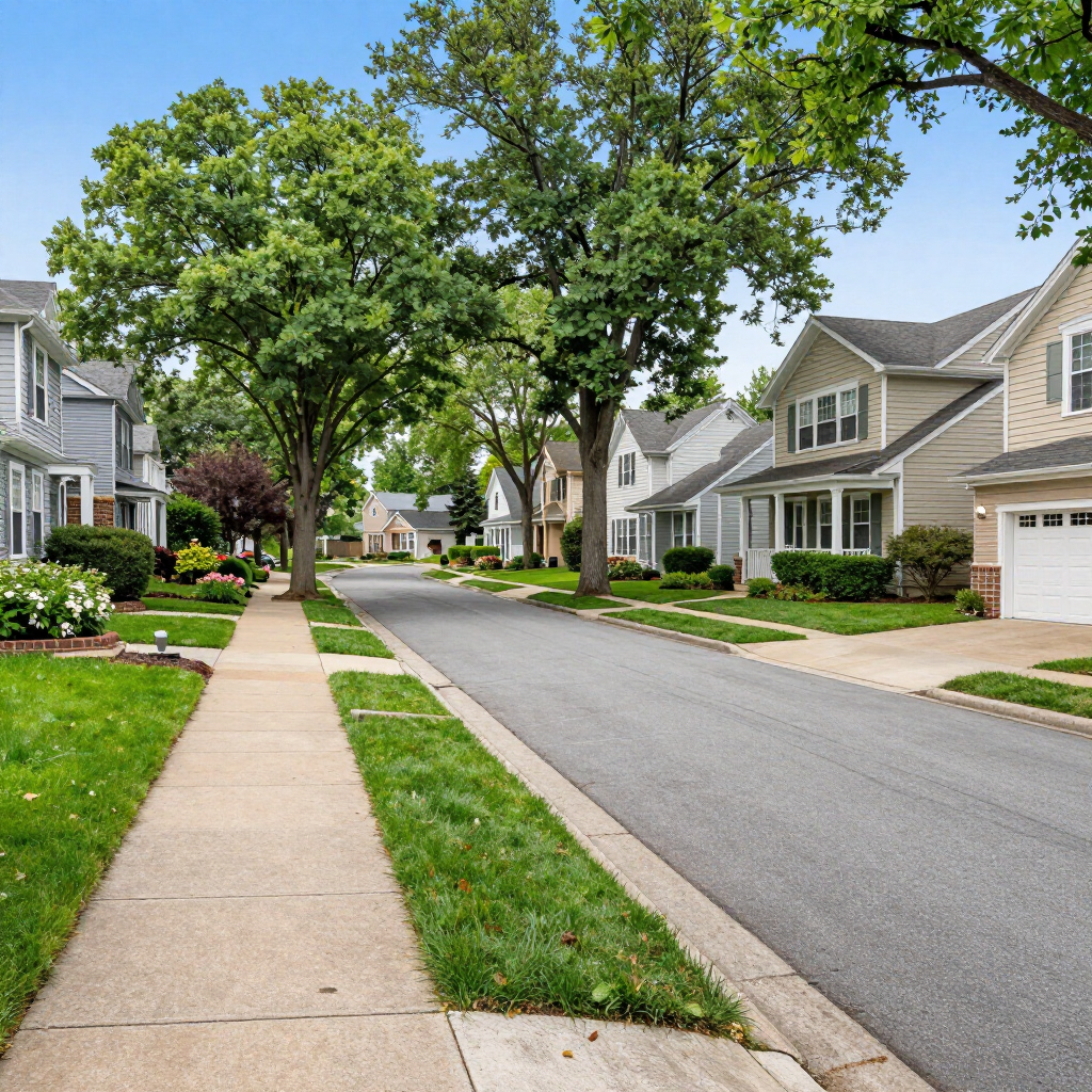 Residential street in Rockville Centre NY