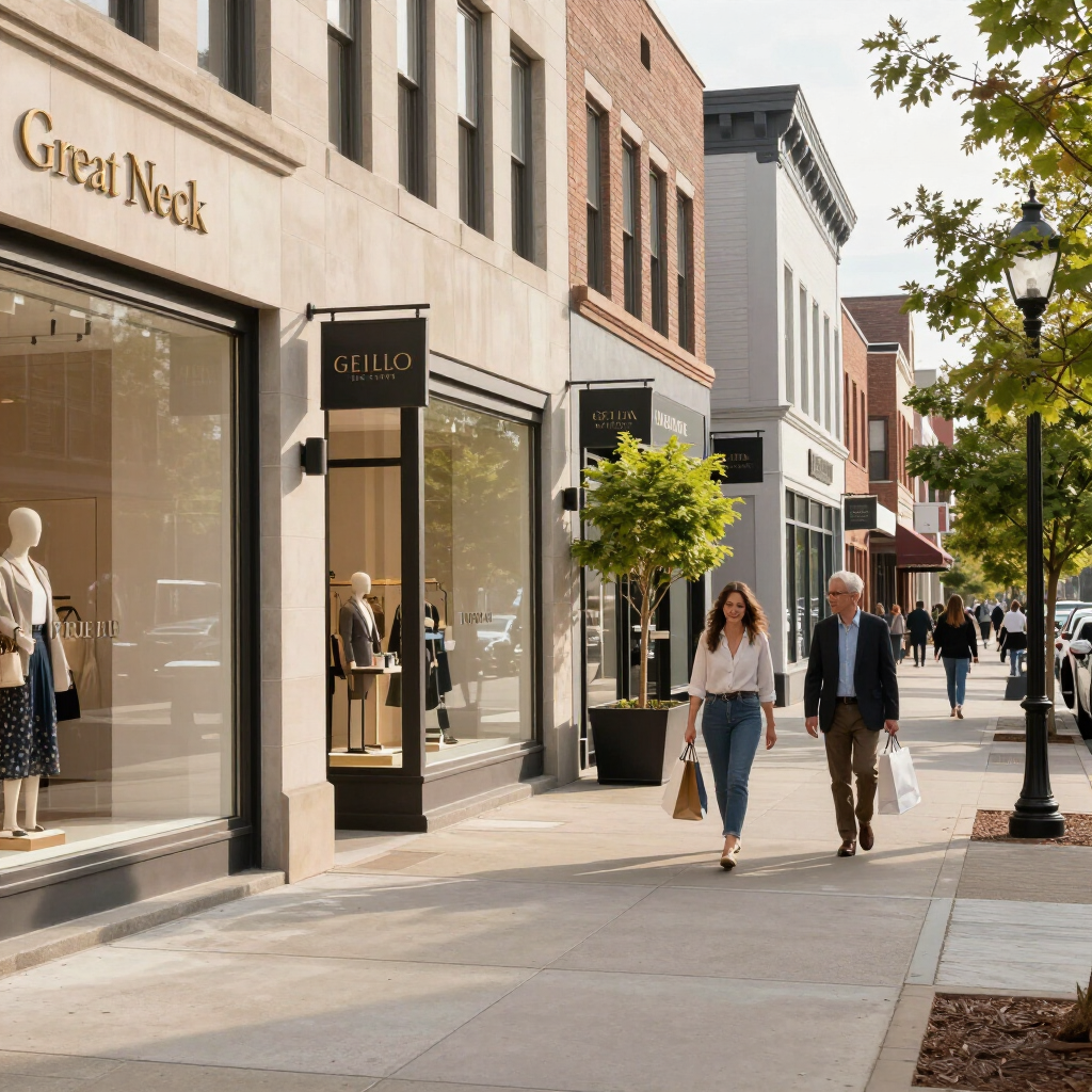 Business District in Great Neck, NY, Nassau County