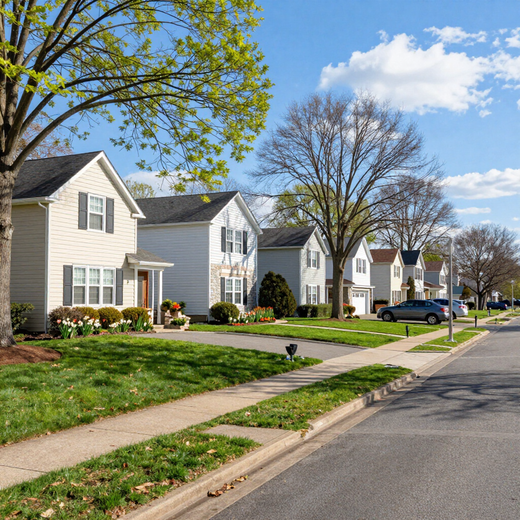 Bethpage NY residential neighborhood with single-family homes
