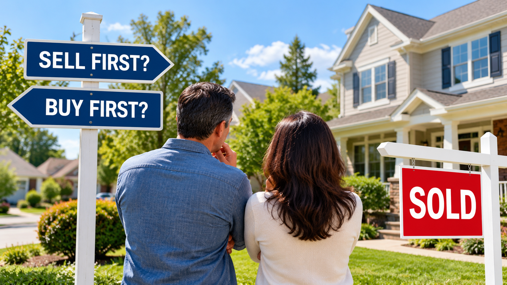 Couple deciding whether to sell their Nassau County home before buying their next home
