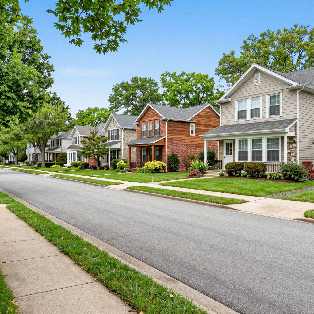 Residential neighborhood in Mineola, NY